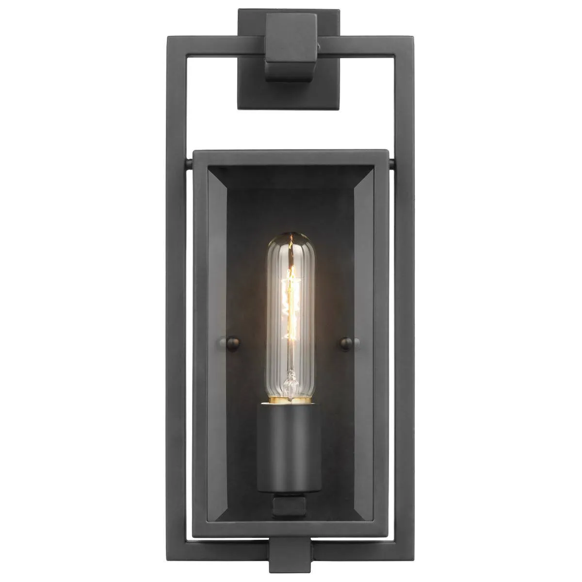 Exhibit; 1 Light; Small Wall Lantern; Matte Black Finish with Clear Beveled Glass