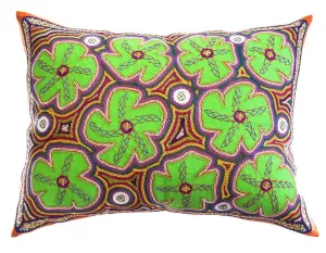 Flores Design Embroidered Pillow on persimmon