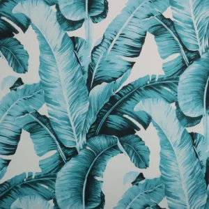 Grey Floral on White Background Printed Polyester Mikado Fabric