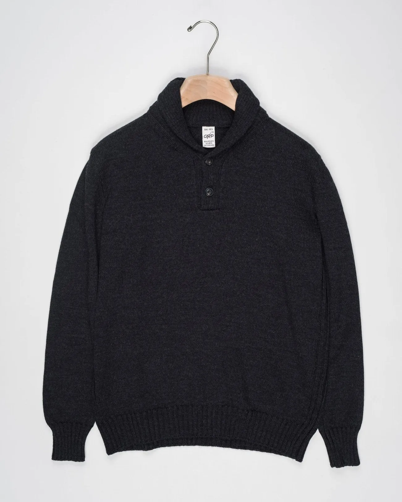 G.R.P. Firenze Shawl Collar Knit / Charcoal