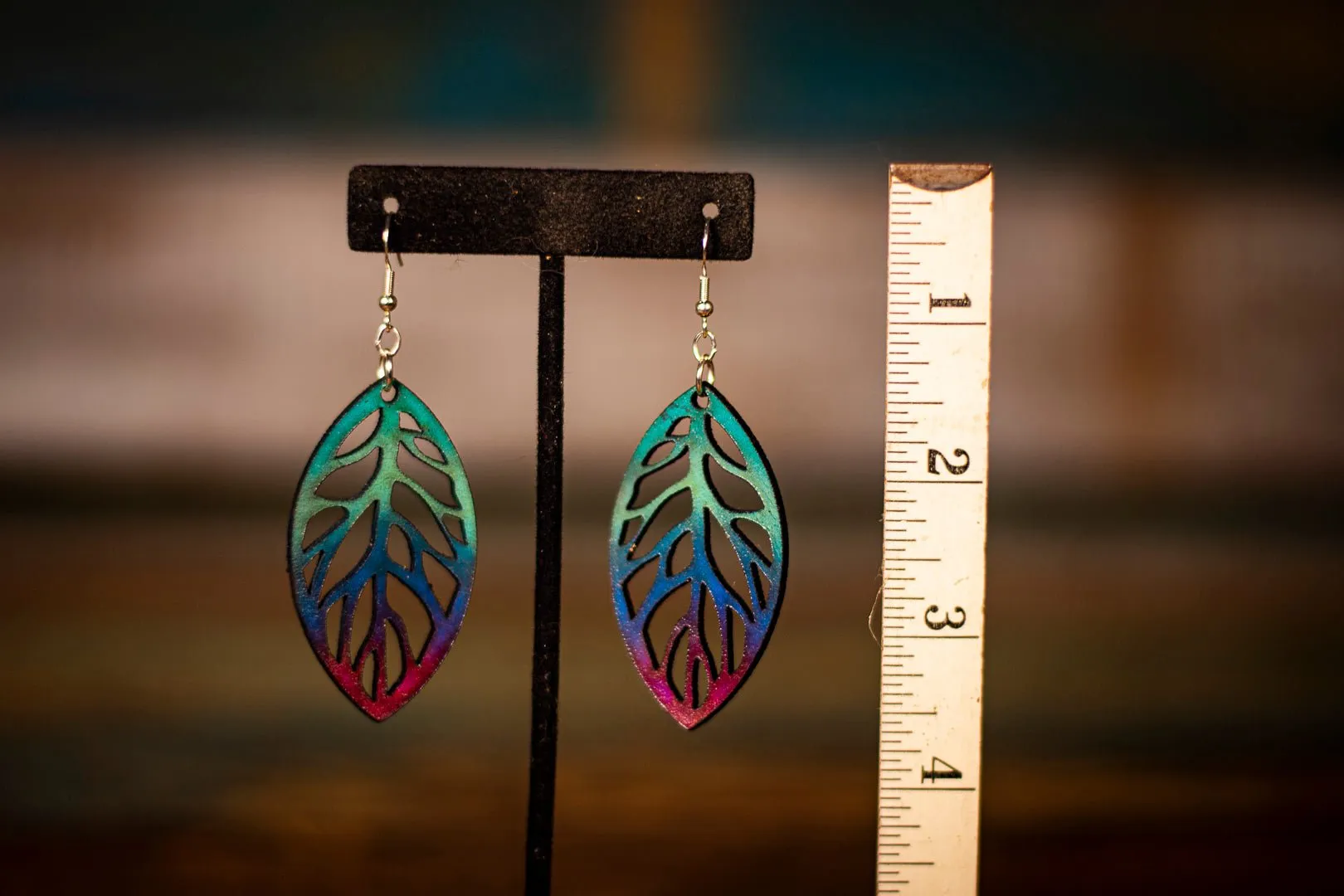 Hand Painted - Laser Cut Leaf - Multiple Colors Available - Earrings