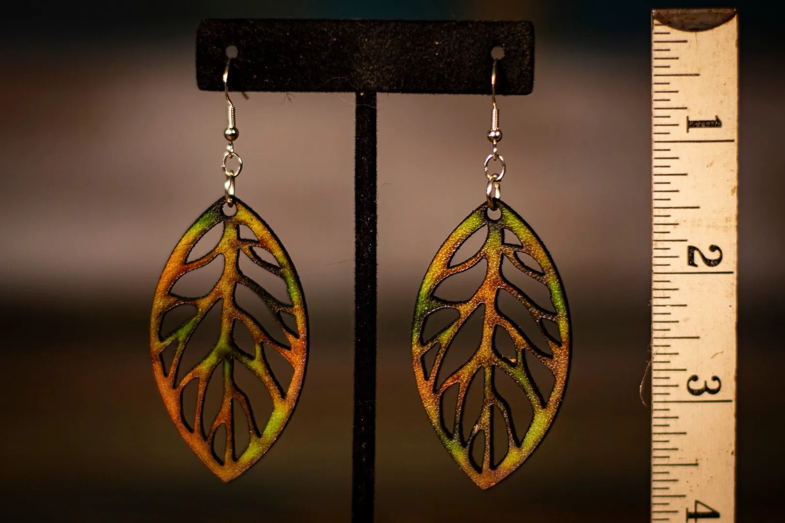 Hand Painted - Laser Cut Leaf - Multiple Colors Available - Earrings