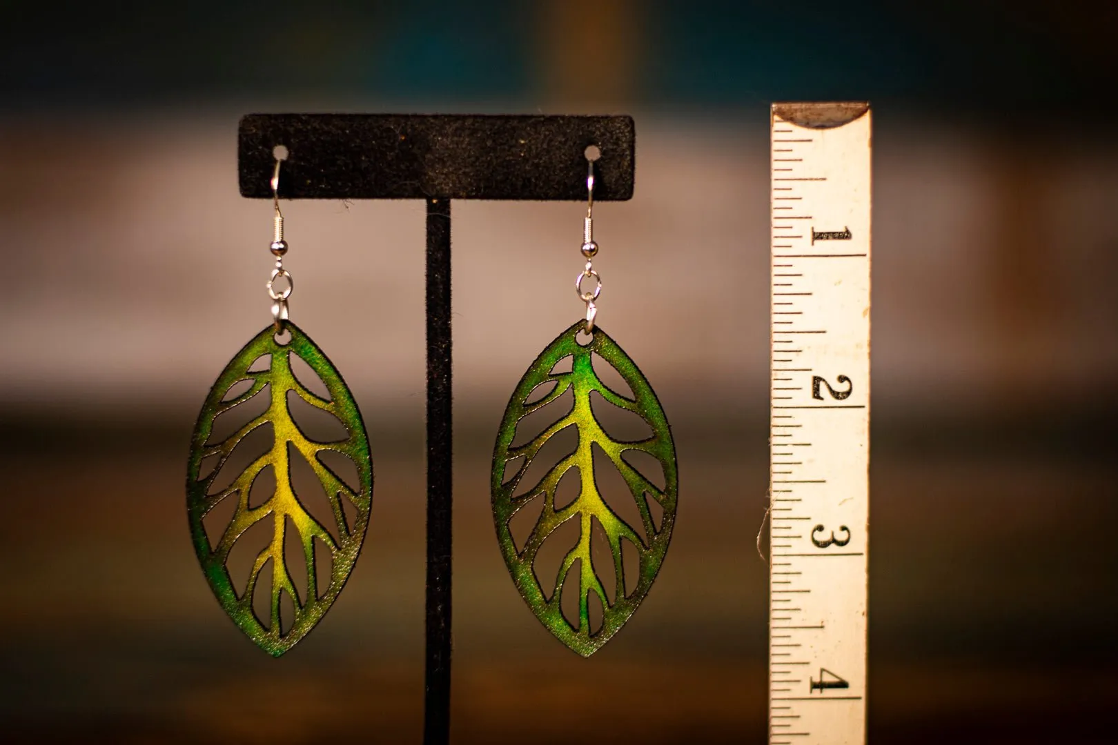 Hand Painted - Laser Cut Leaf - Multiple Colors Available - Earrings