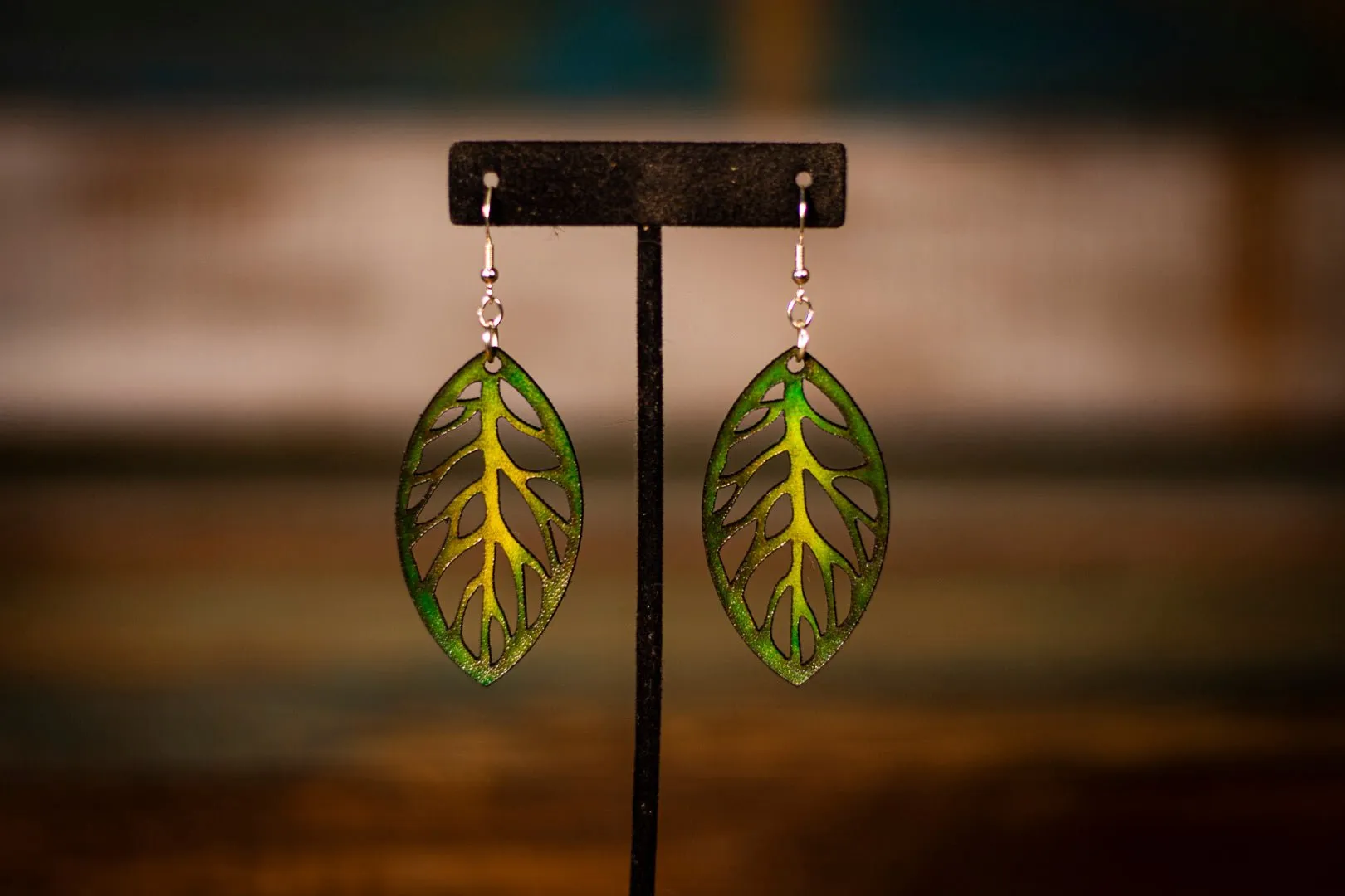 Hand Painted - Laser Cut Leaf - Multiple Colors Available - Earrings