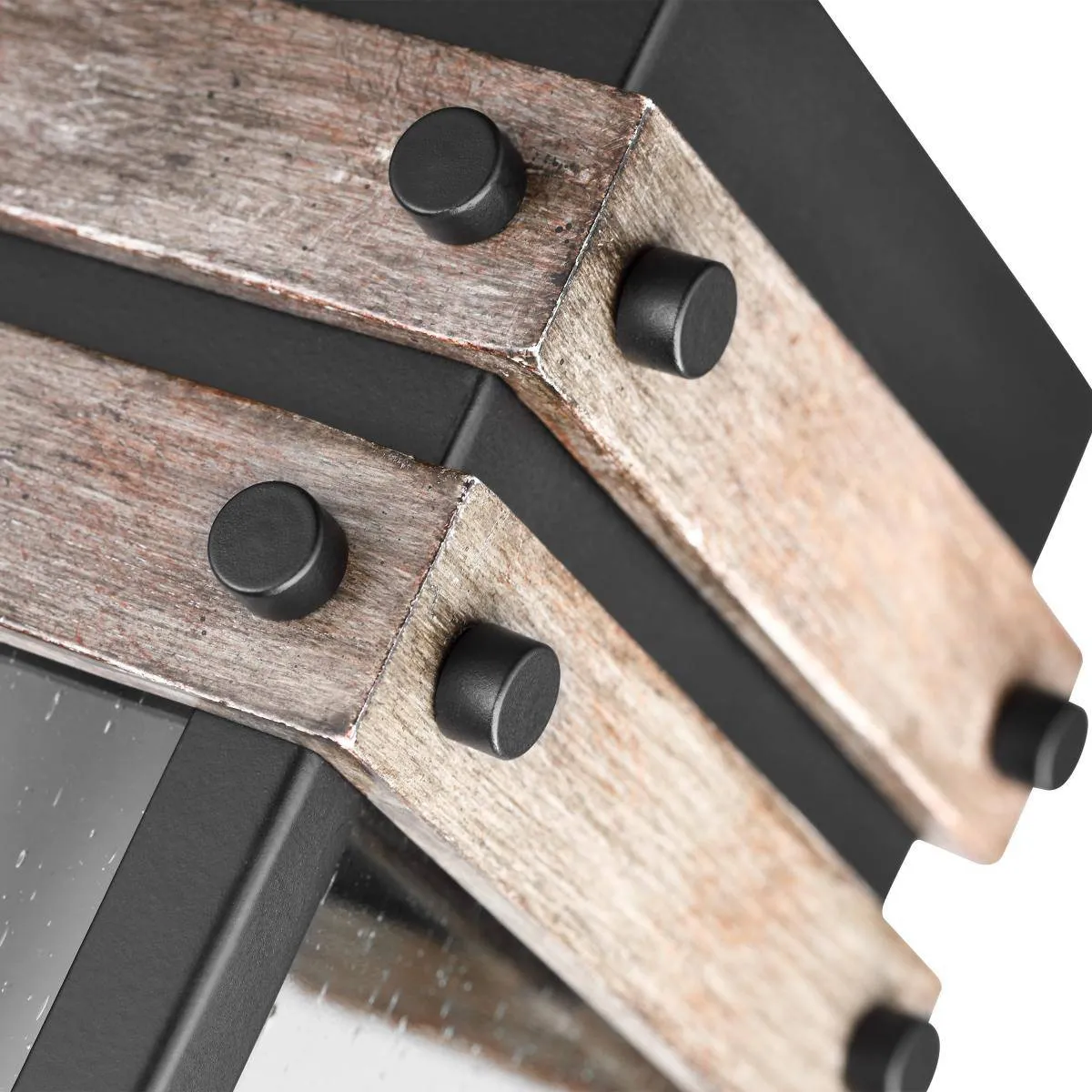 Homestead; 1 Light; Small Wall Lantern; Matte Black & Wood Finish with Clear Seeded Glass