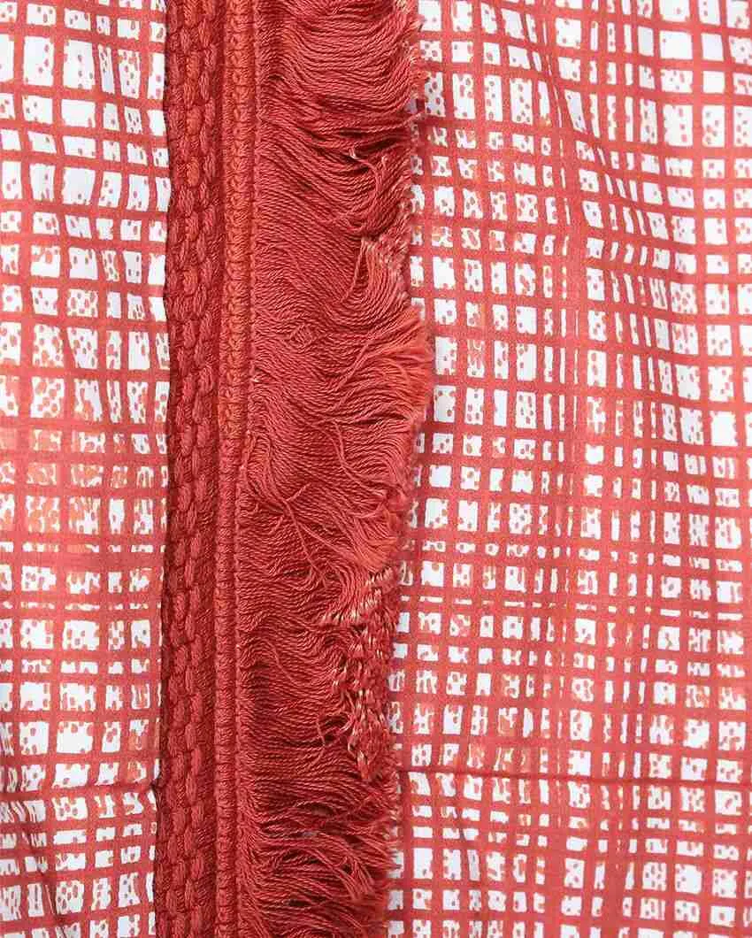 Kattam-Kuta Red Cotton Bedcover | Double Bed | 108 X 100 inches