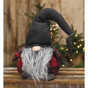 *Large Plush Red/Dk Gray Plaid Santa Gnome w/Dk Gray Hat