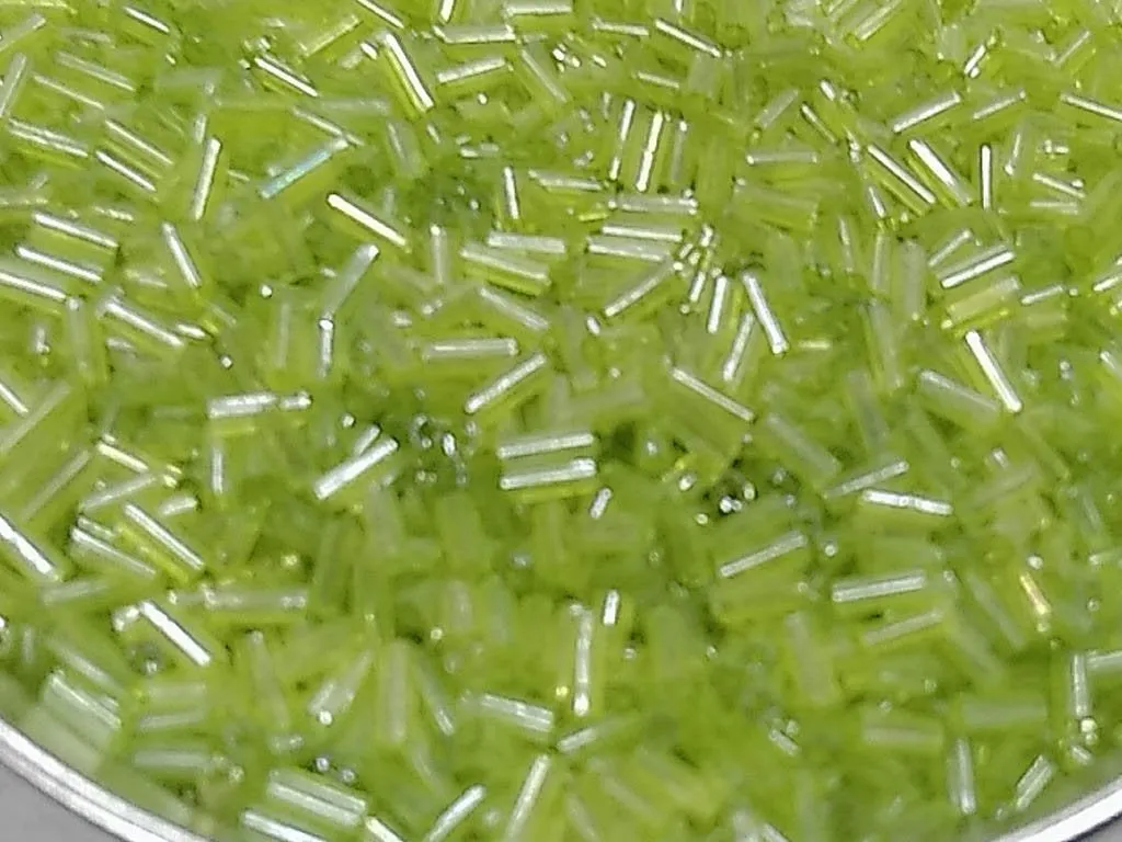 Light Green Lustre Pipe / Bugle Glass Seed Beads