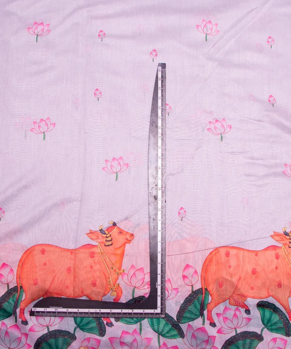 Light Grey Floral Printed Chanderi Fabric