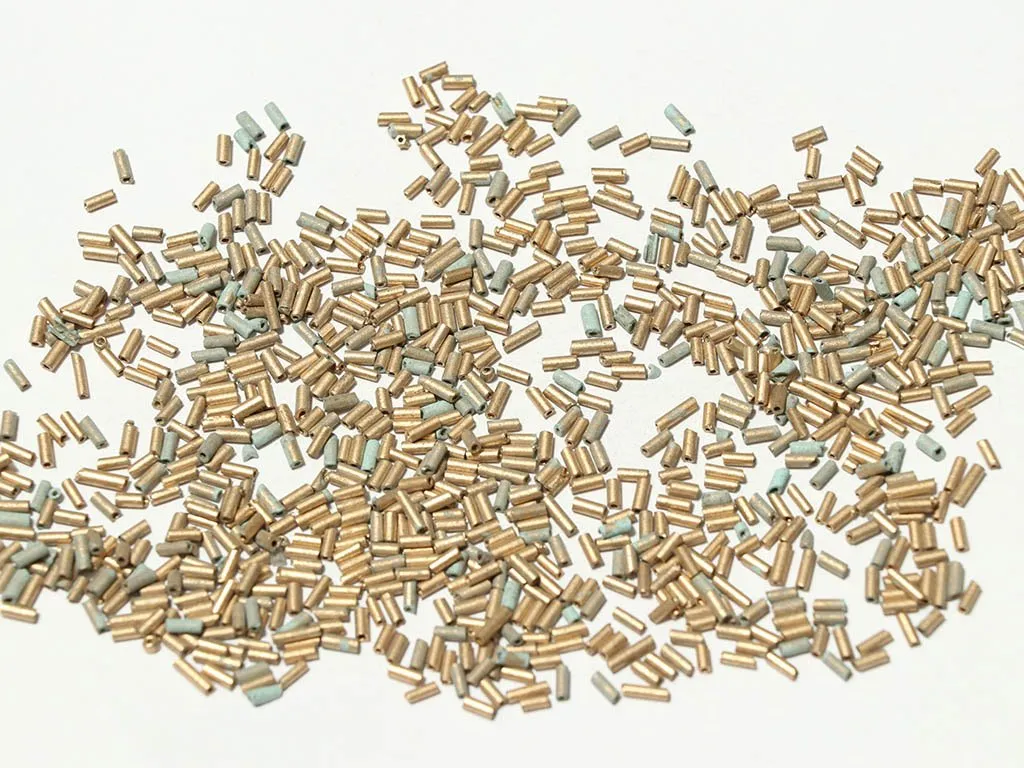 Light Spray Golden Opaque Pipe / Bugle Glass Seed Beads (Wholesale)