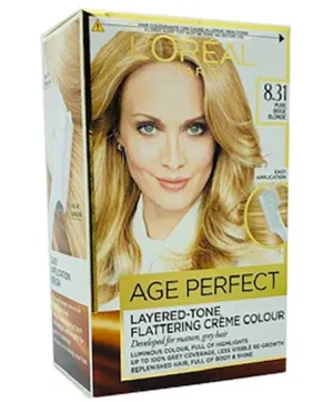 Loreal Paris Age Perfect Layered Tone Flattering Creme Color 8.31 Pure Beige Blonde
