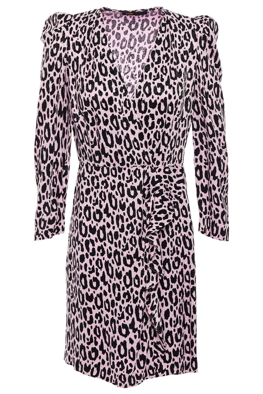 Maje 'Ripanta' Wrap-Effect Leopard Printed Mini Dress