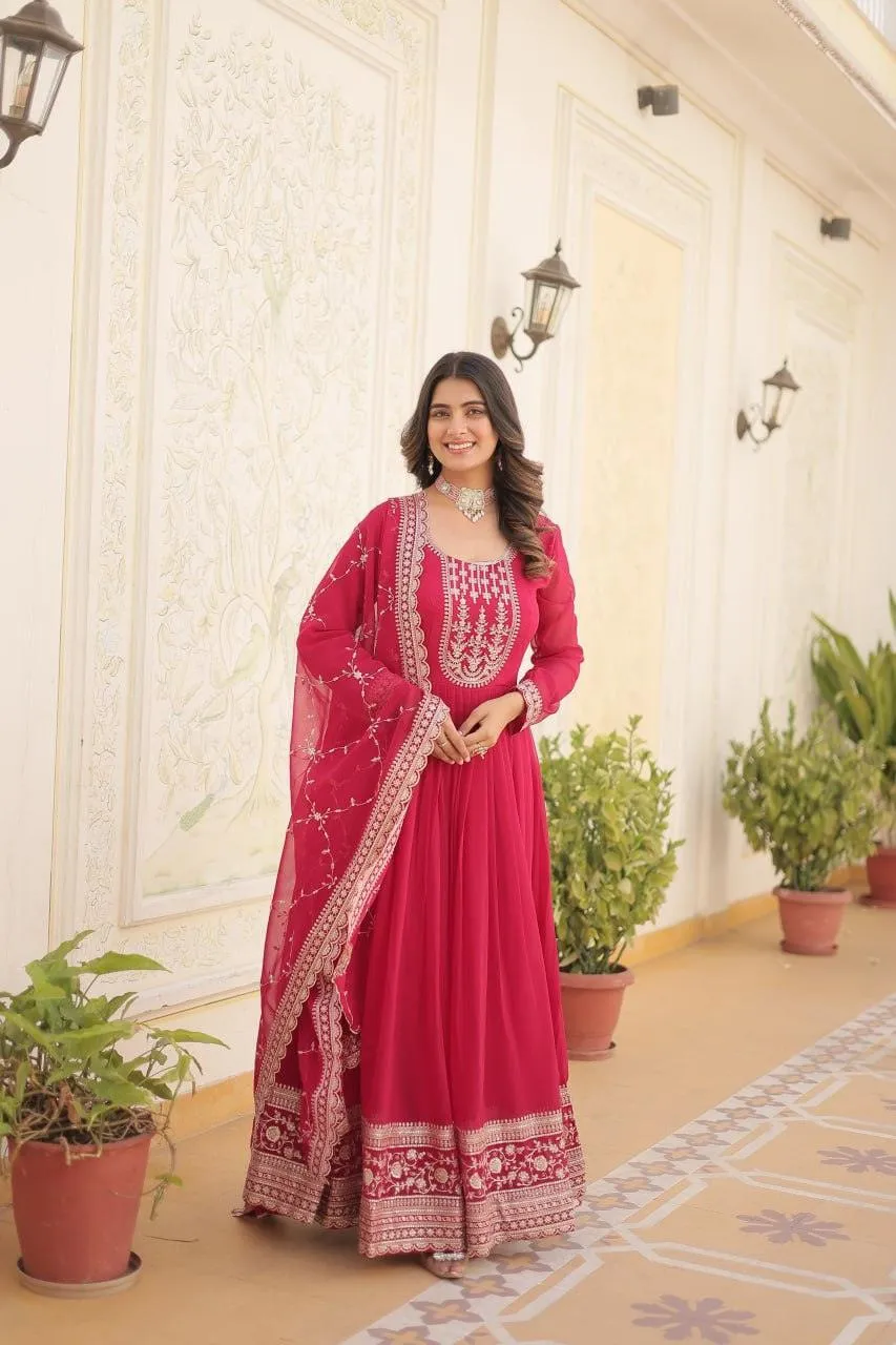 Majestic Heavy Sequins Embroidered  Anarkali With Dupatta