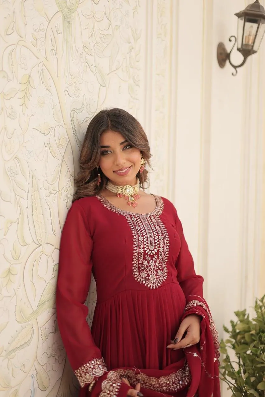 Majestic Heavy Sequins Embroidered  Anarkali With Dupatta