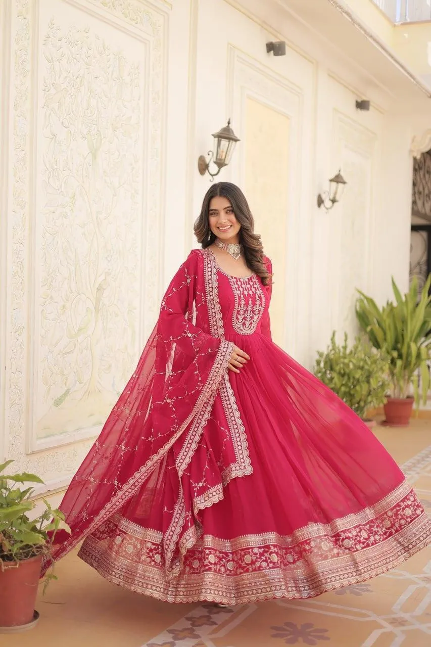Majestic Heavy Sequins Embroidered  Anarkali With Dupatta