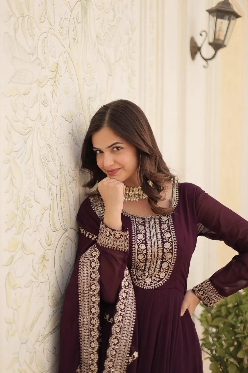 Majestic Heavy Sequins Embroidered  Anarkali With Dupatta