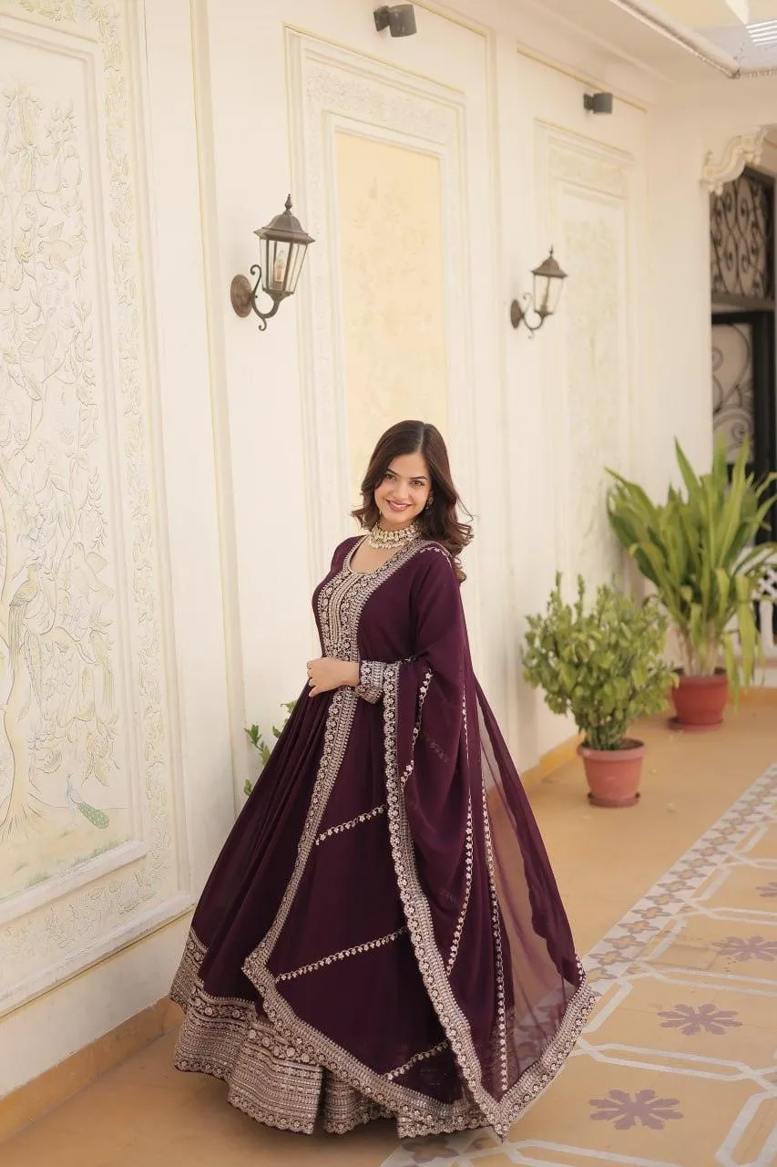 Majestic Heavy Sequins Embroidered  Anarkali With Dupatta