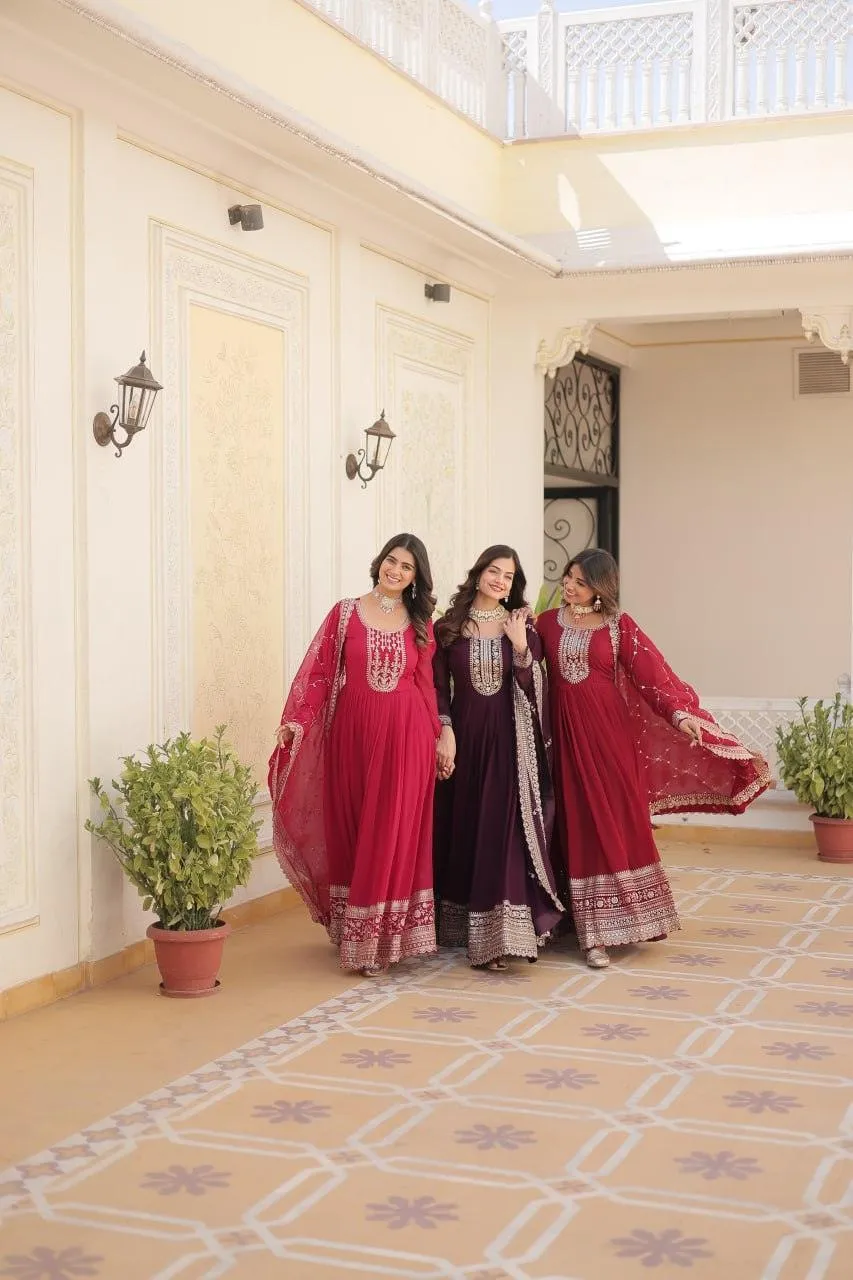 Majestic Heavy Sequins Embroidered  Anarkali With Dupatta