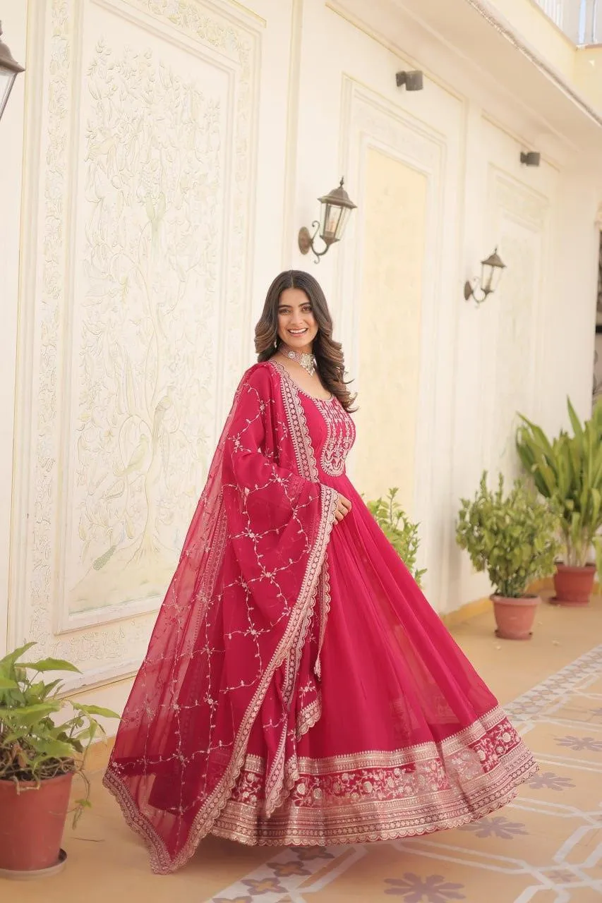 Majestic Heavy Sequins Embroidered  Anarkali With Dupatta