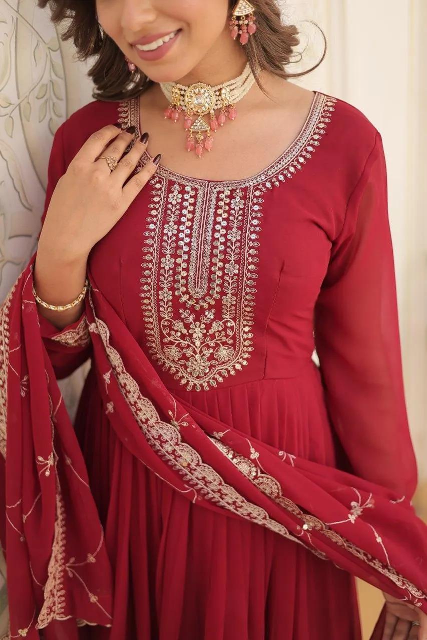 Majestic Heavy Sequins Embroidered  Anarkali With Dupatta
