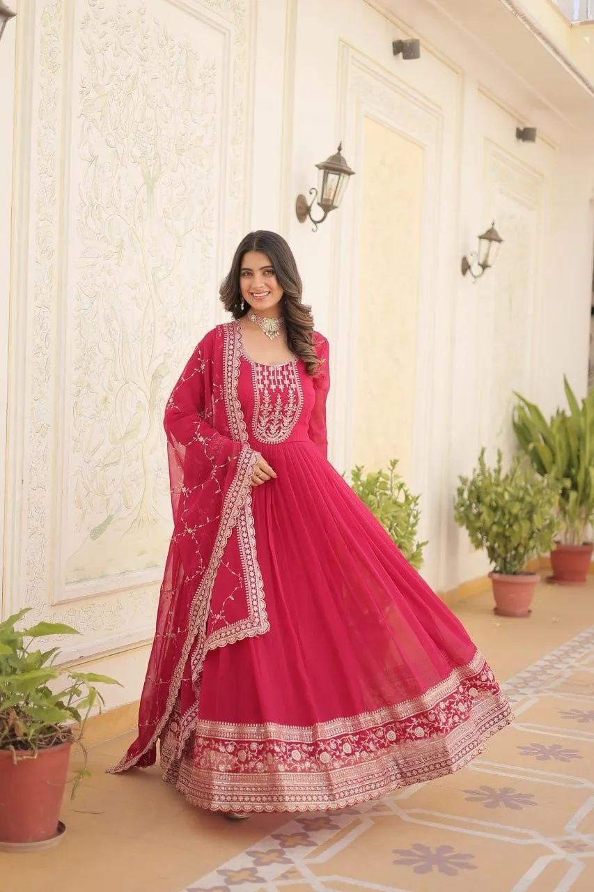 Majestic Heavy Sequins Embroidered  Anarkali With Dupatta
