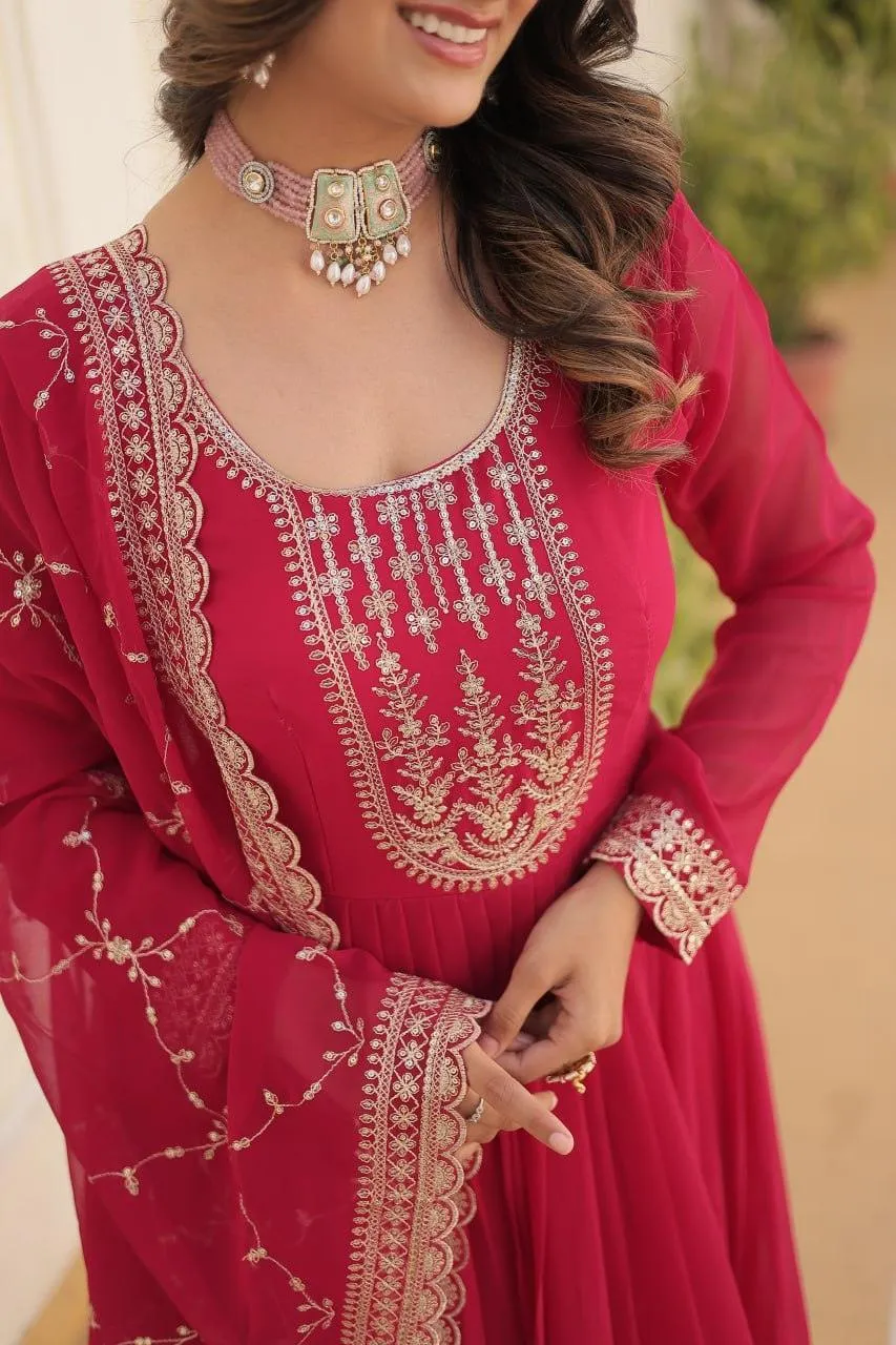 Majestic Heavy Sequins Embroidered  Anarkali With Dupatta