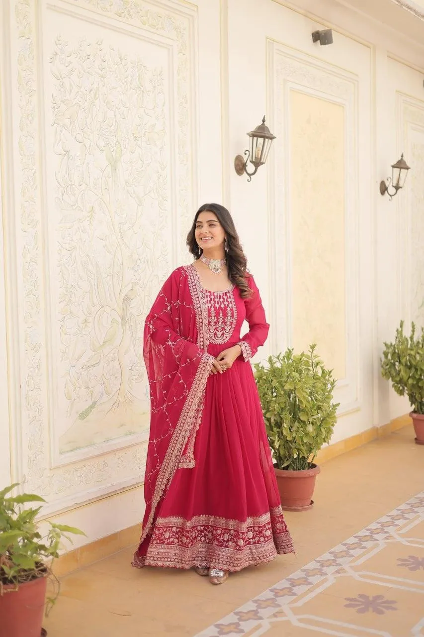 Majestic Heavy Sequins Embroidered  Anarkali With Dupatta