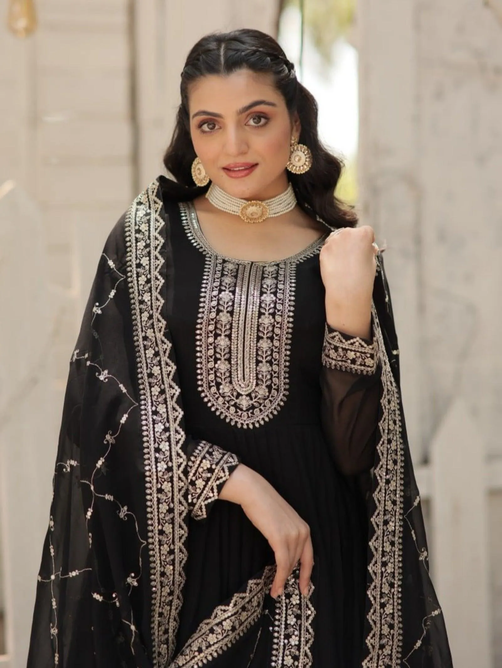 Majestic Heavy Sequins Embroidered  Anarkali With Dupatta