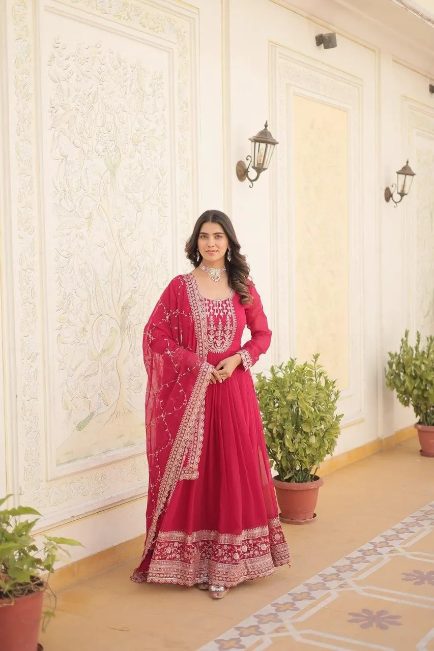Majestic Heavy Sequins Embroidered  Anarkali With Dupatta