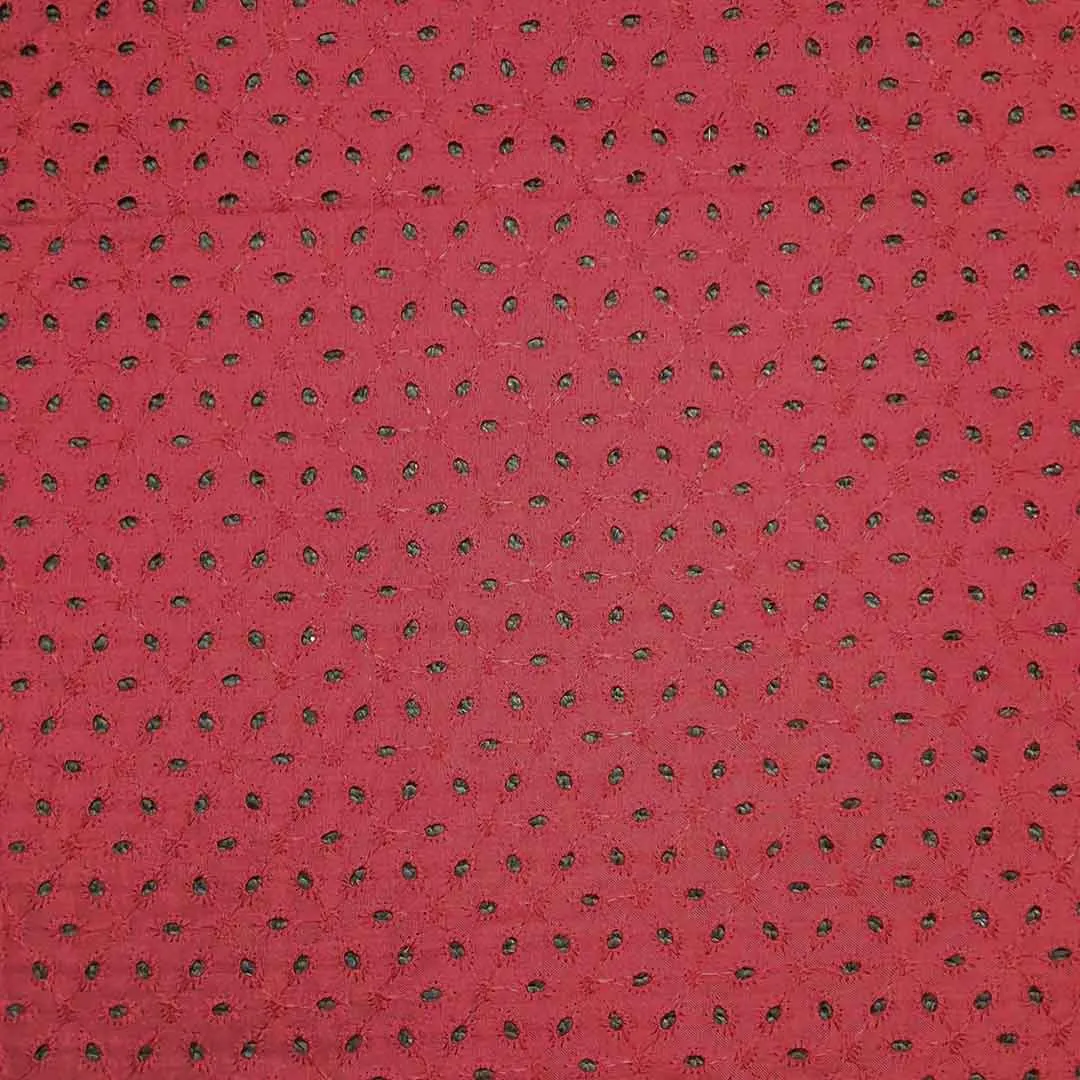 Maroon Floral Embroidered Cotton Hakoba Fabric