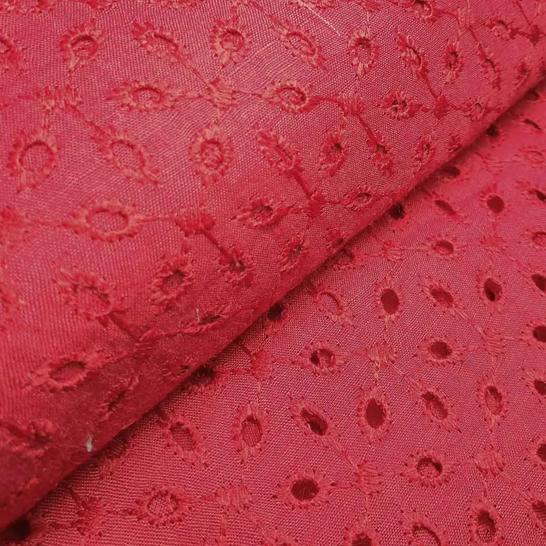 Maroon Floral Embroidered Cotton Hakoba Fabric