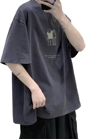 Men Women Y2K Anime T-Shirt Japanese Graphic Tee Korean Preppy Harajuku Short Sleeve Top Streetwear Hip Hop Oversized Clothes