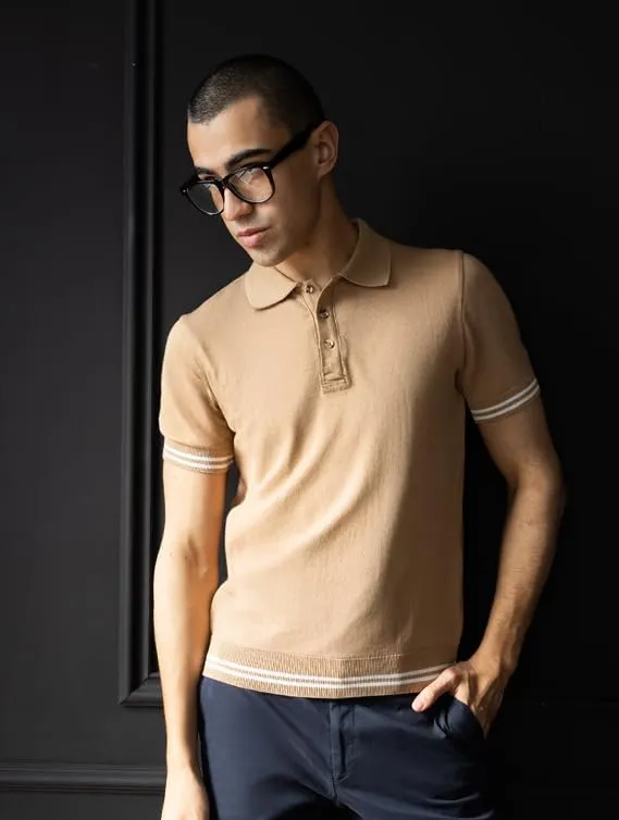 Men's Slim-Fit 100% Cotton Polo, Breathable Lightweight Short-Sleeve tee; Navy, Blue, Beige, Black.