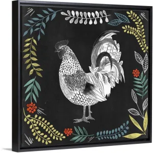 "Chalkboard Farmhouse Collection H" Black Float Frame Canvas Art