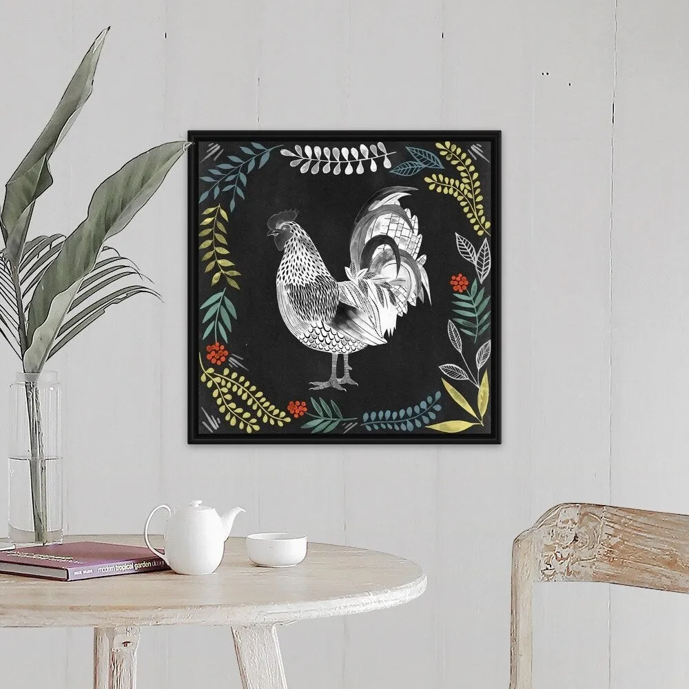 "Chalkboard Farmhouse Collection H" Black Float Frame Canvas Art