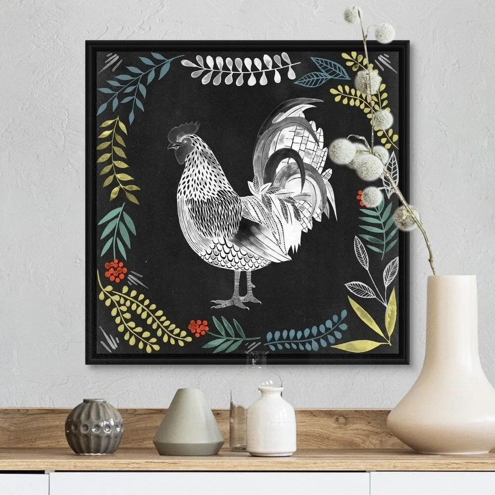 "Chalkboard Farmhouse Collection H" Black Float Frame Canvas Art