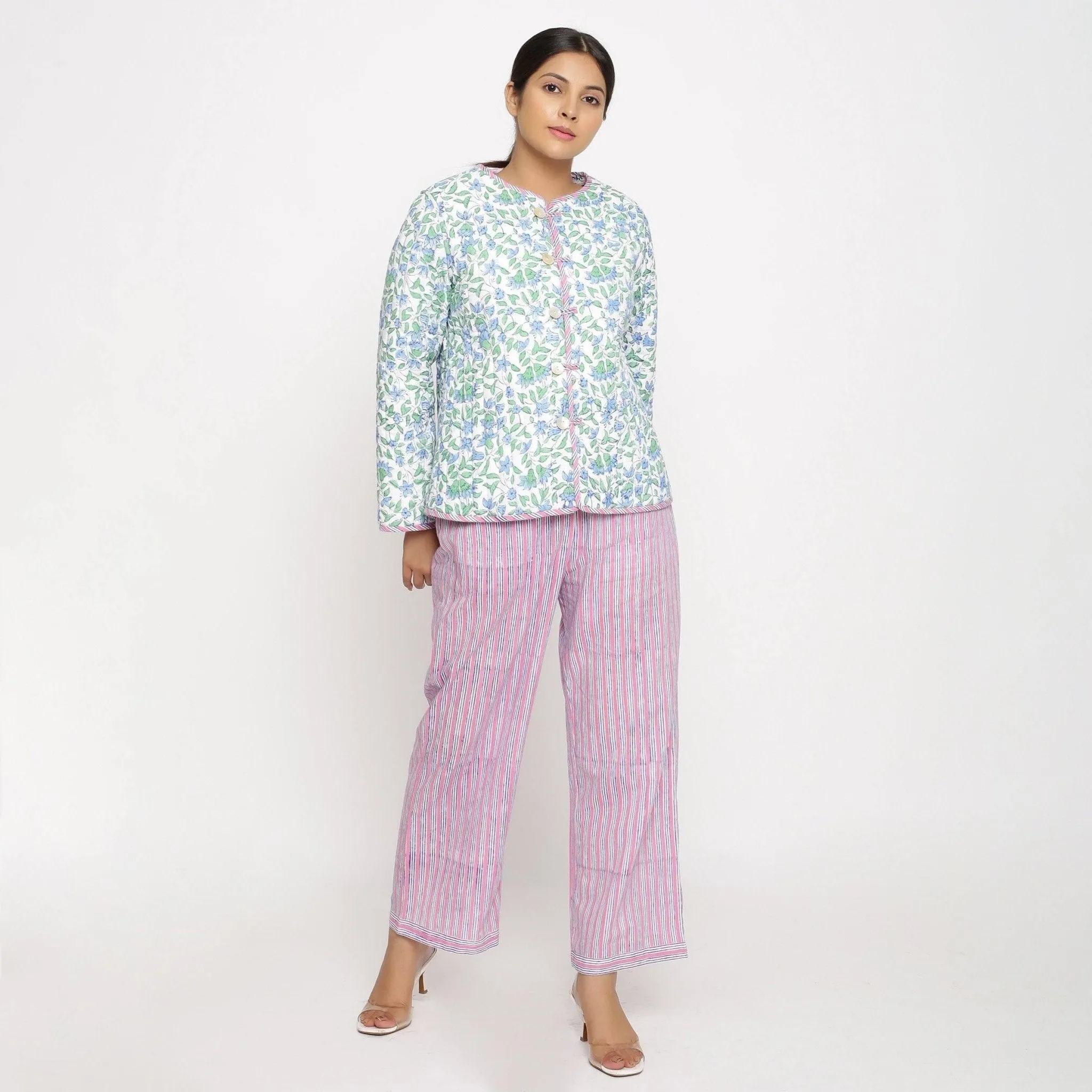 Reversible Block Printed Quilted Cotton Short Jacket