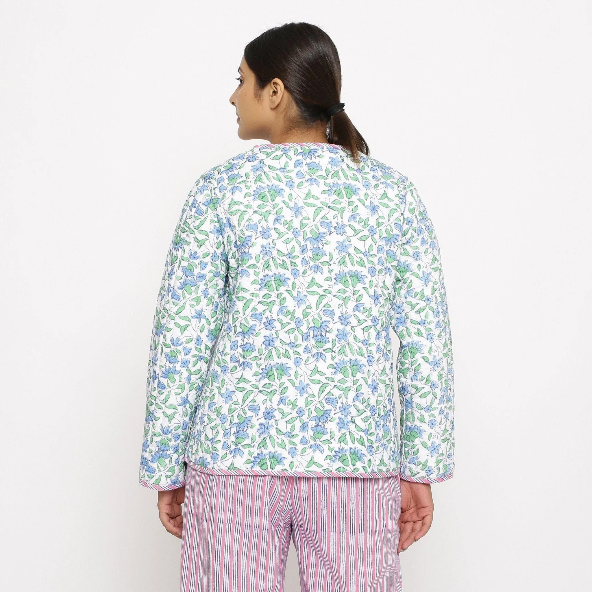 Reversible Block Printed Quilted Cotton Short Jacket