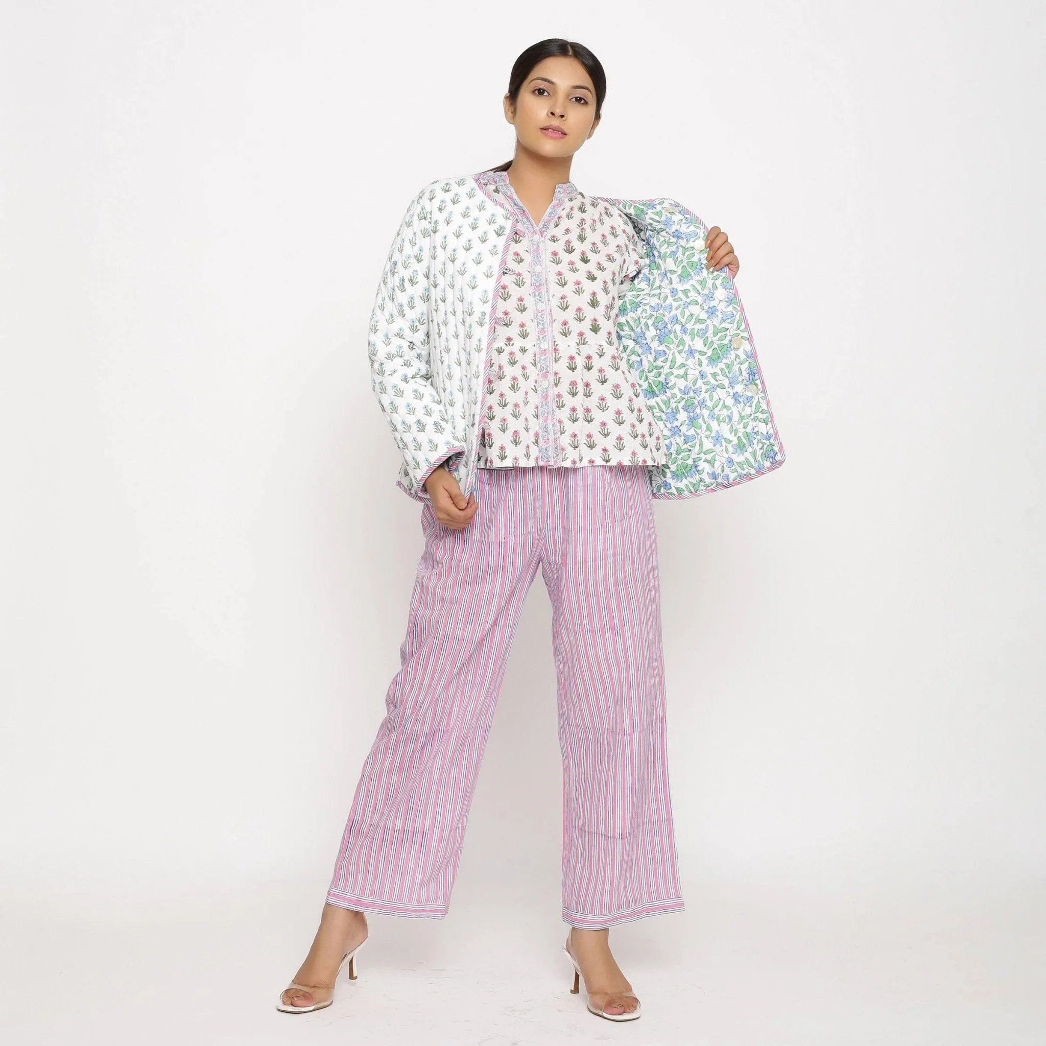 Reversible Block Printed Quilted Cotton Short Jacket