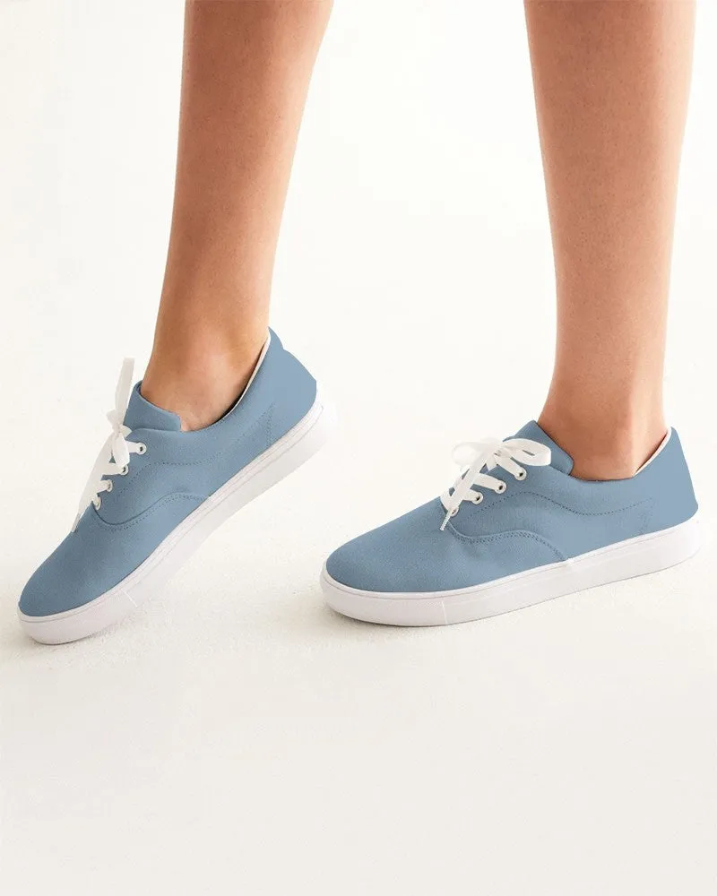 Shaded Pale Pastel Cyan Gray Canvas Sneakers | Women's | C30M8Y0K30