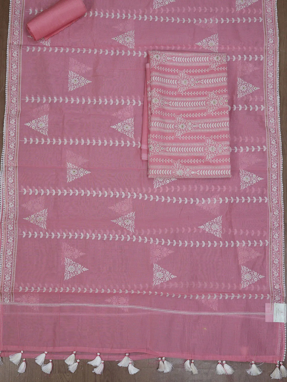 Shop Pink Banarasi Chanderi Silk Suit Set - Embroidered & Unstitched