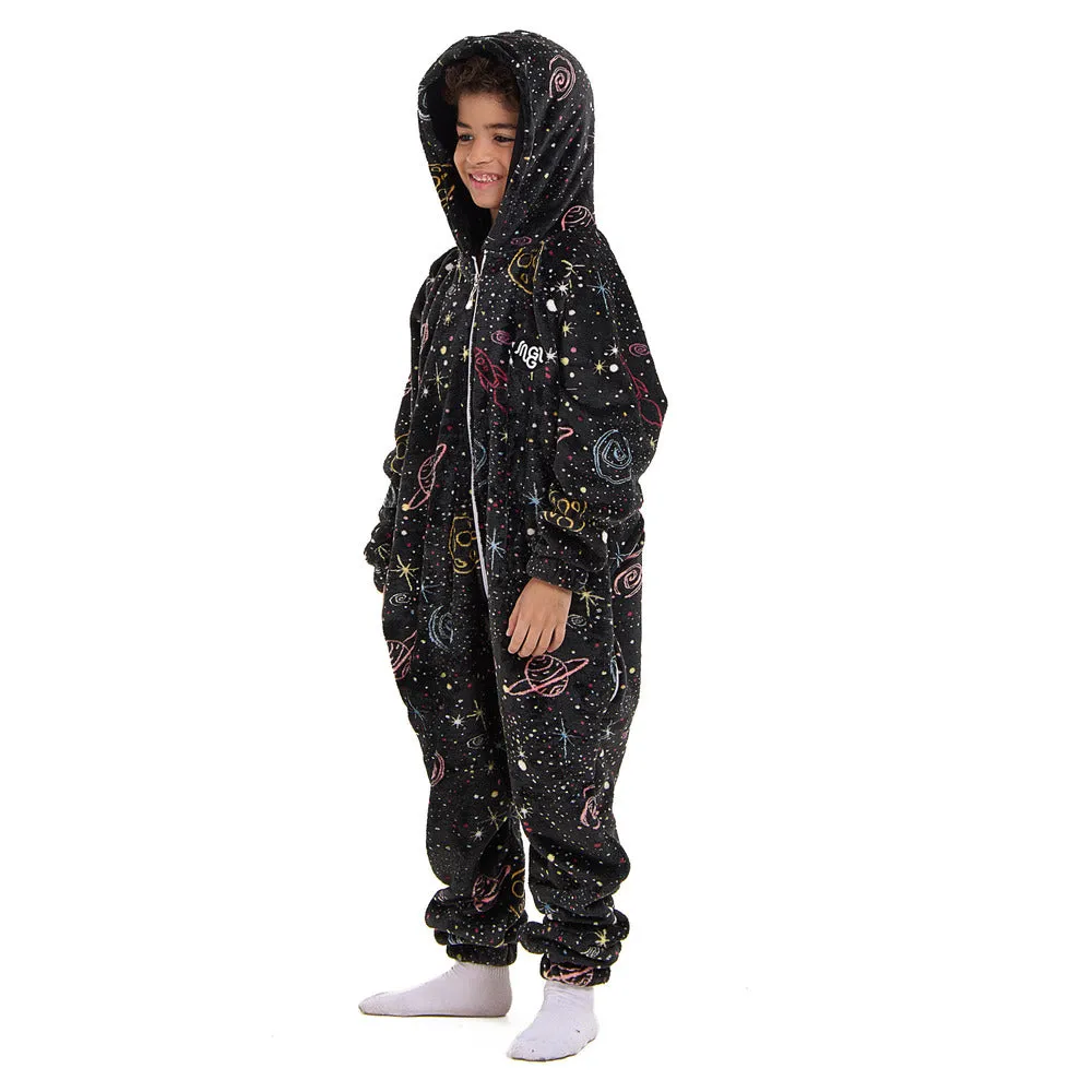 Snuggs Kids Blanket Onesie Black space