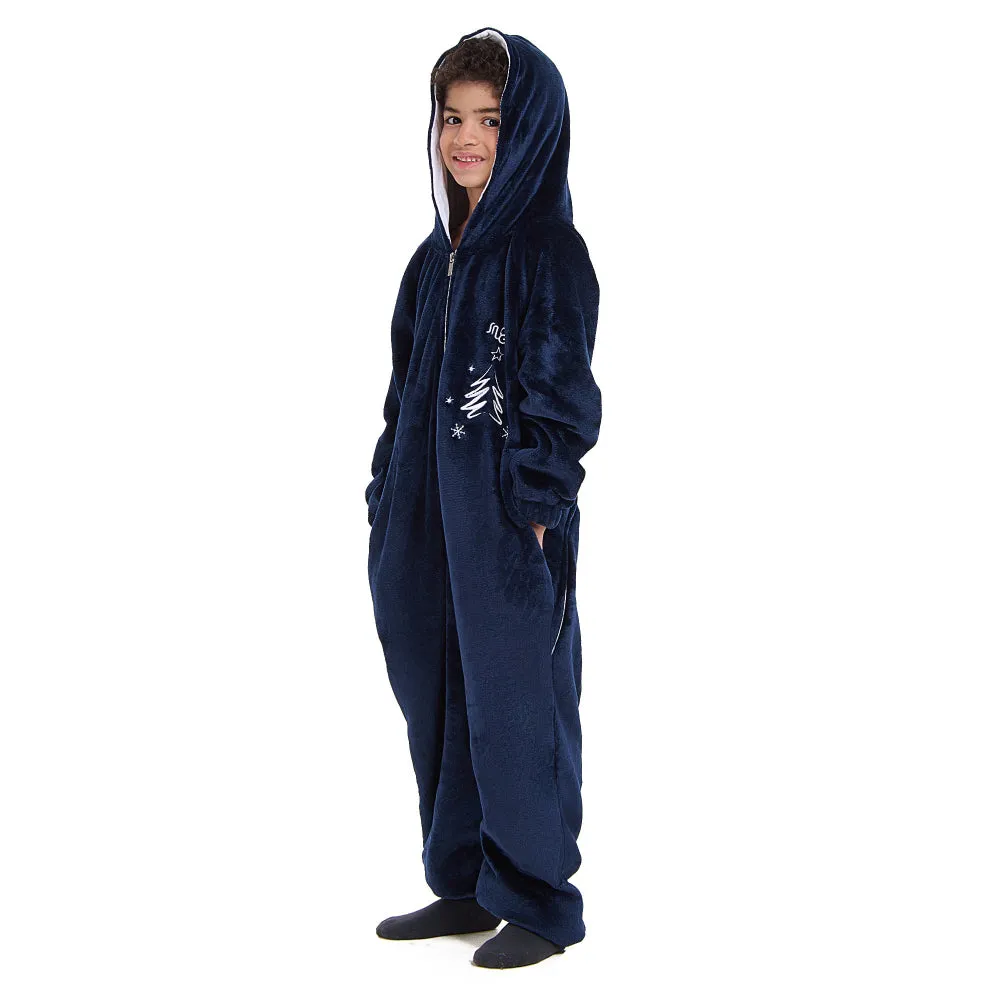 Snuggs Kids Blanket Onesie Christmas Dark Blue