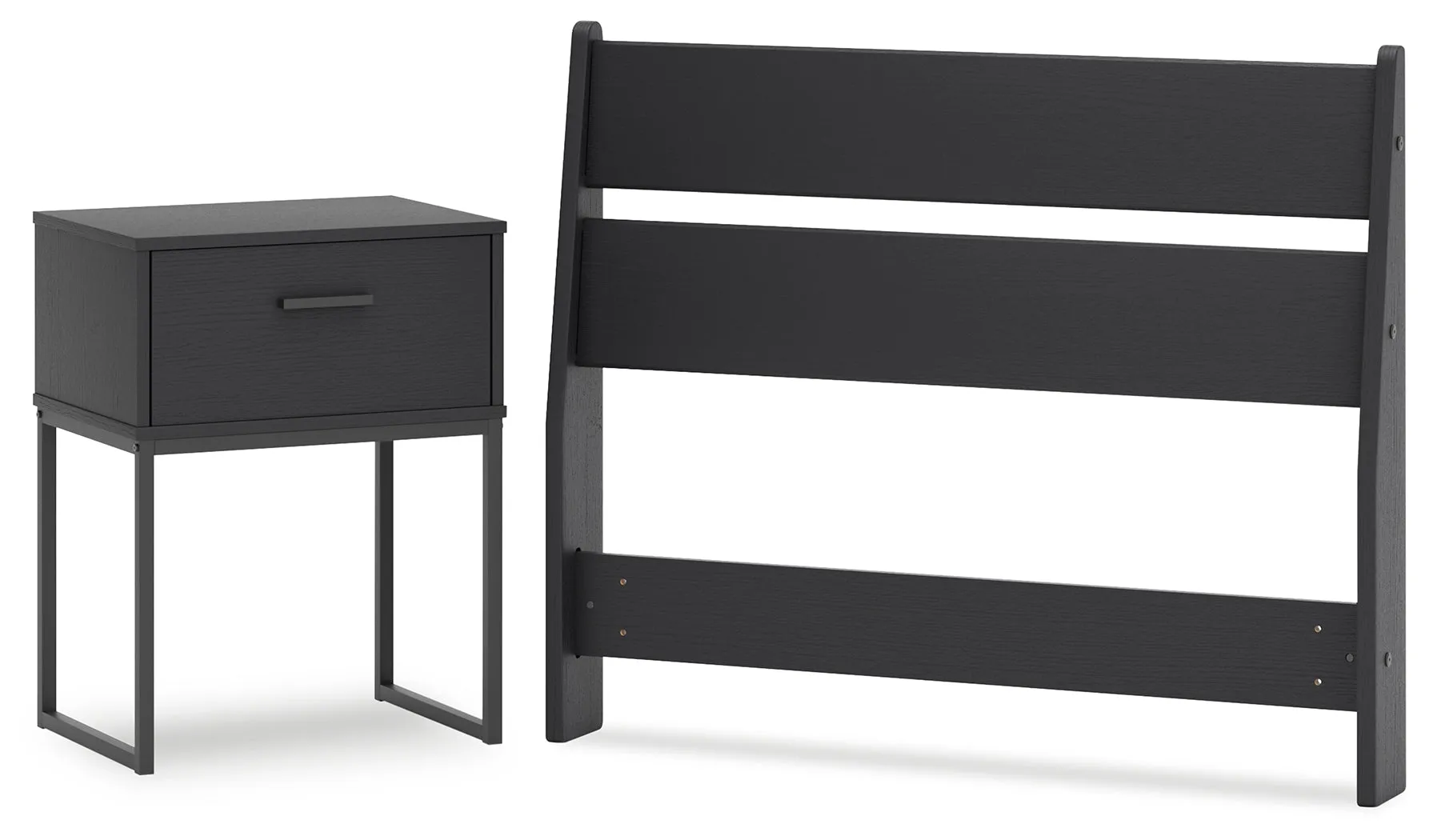 Socalle Twin Panel Headboard with Nightstand in Black
