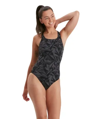 Speedo Hyperboom Allover Medalist Swimsuit - Black/Grey