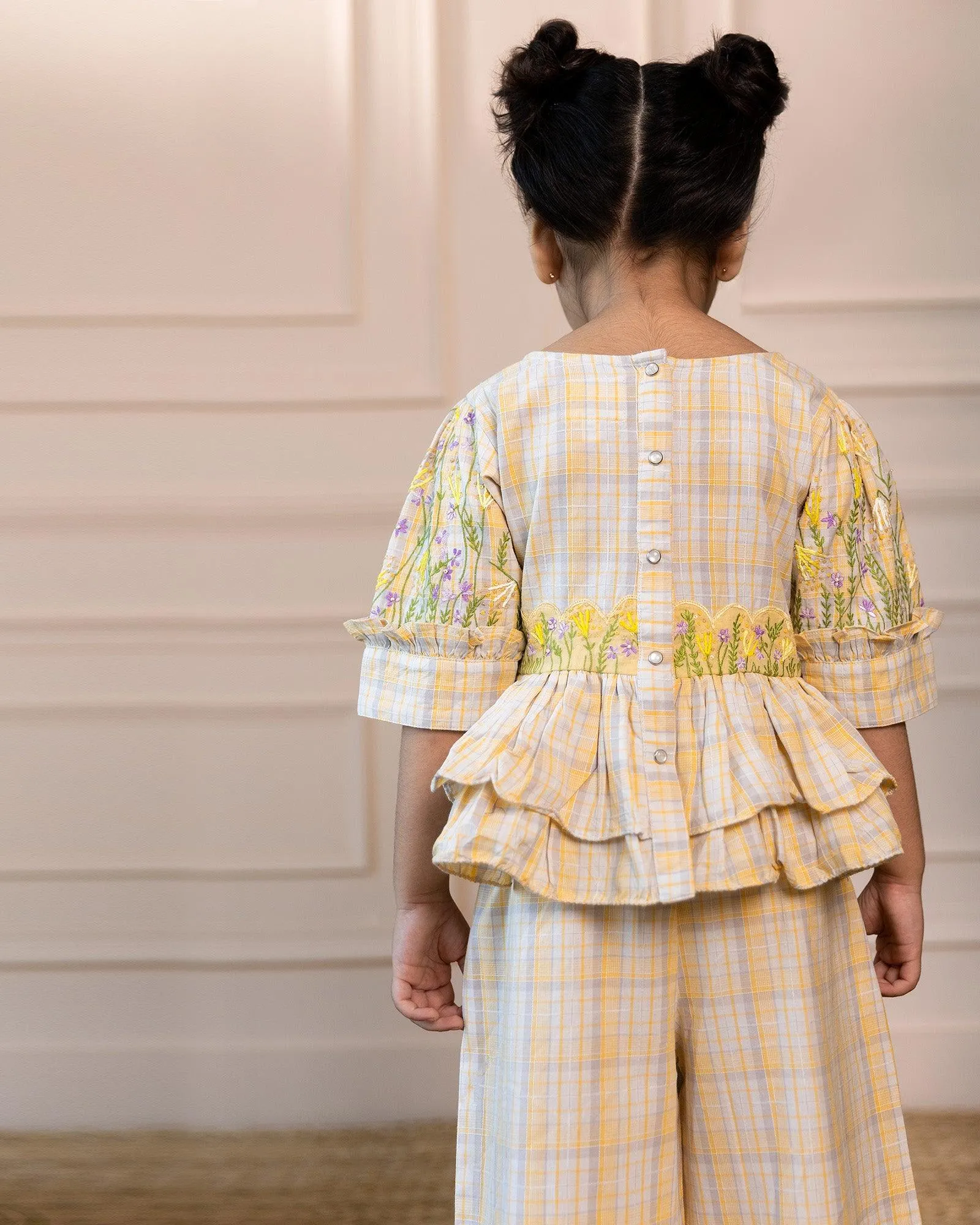 SUNSHINE CHECKERD PEPLUM CO-ORD