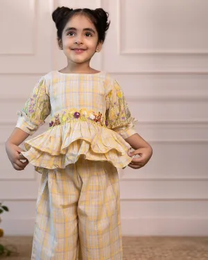 SUNSHINE CHECKERD PEPLUM CO-ORD