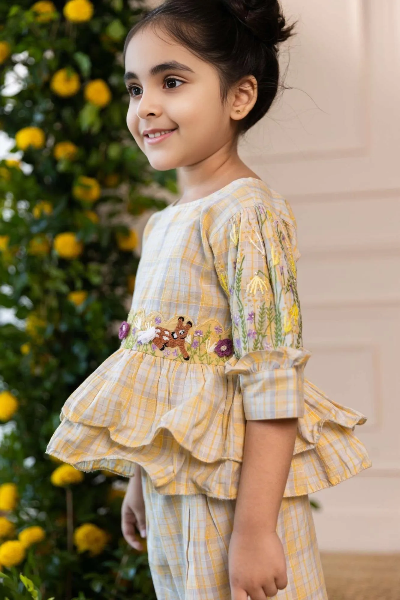 SUNSHINE CHECKERD PEPLUM CO-ORD