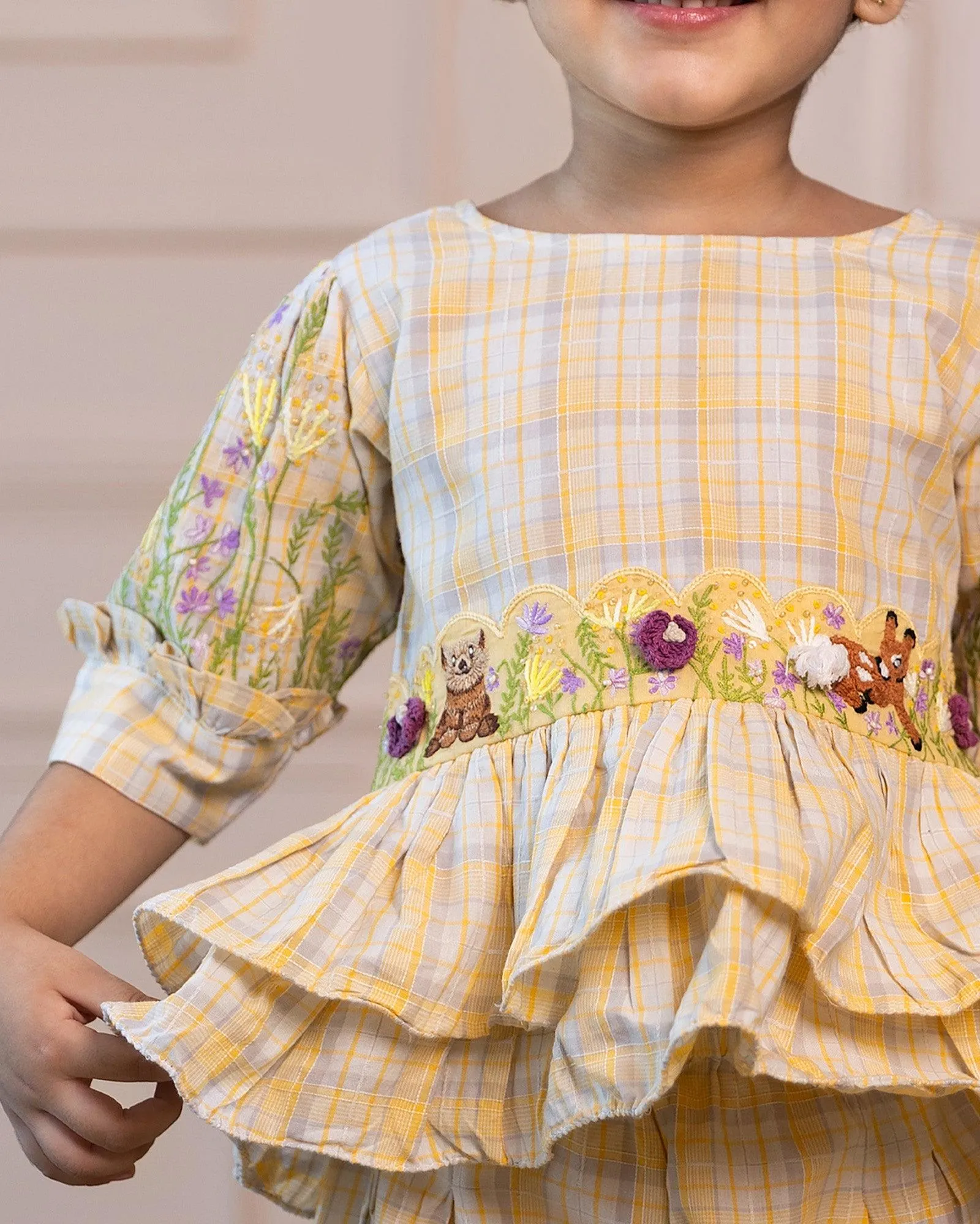 SUNSHINE CHECKERD PEPLUM CO-ORD