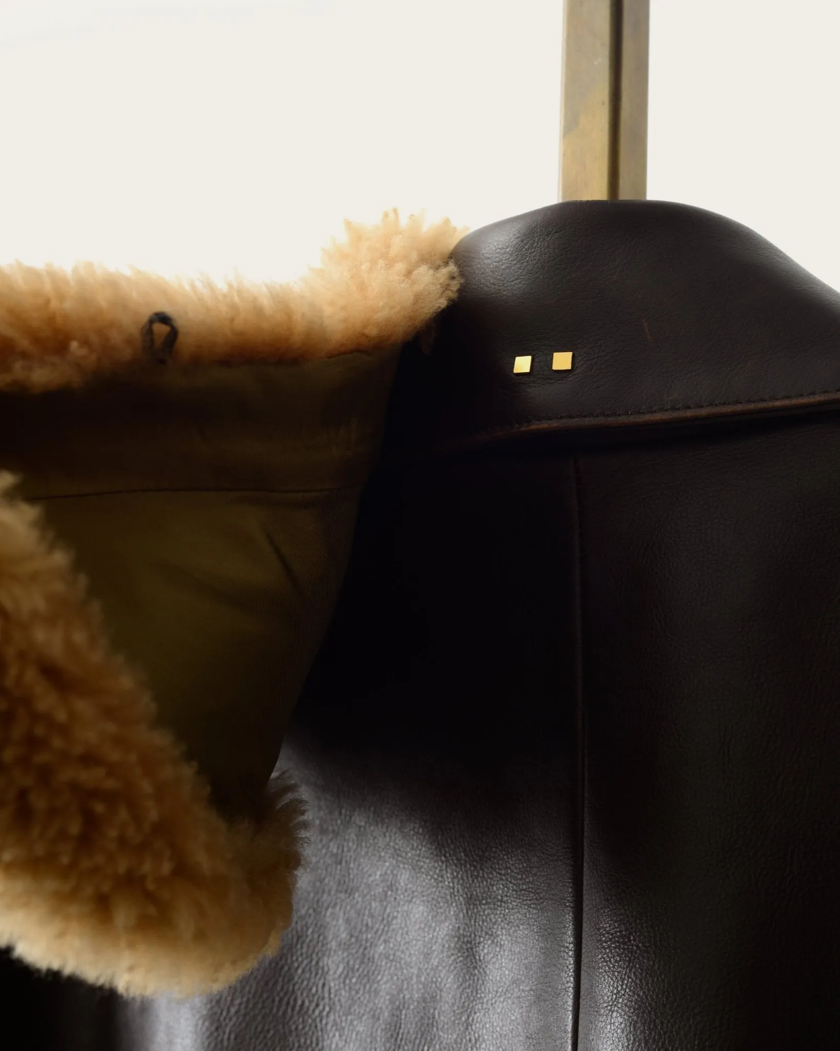 The Condor Peacoat: Brown Calf w/ Shearling Collar